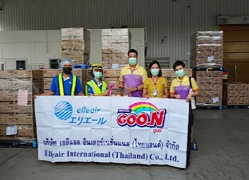 施設や学校、災害地域への商品提供の様子