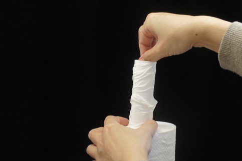 3. つまんだ芯を引っ張って抜き取る