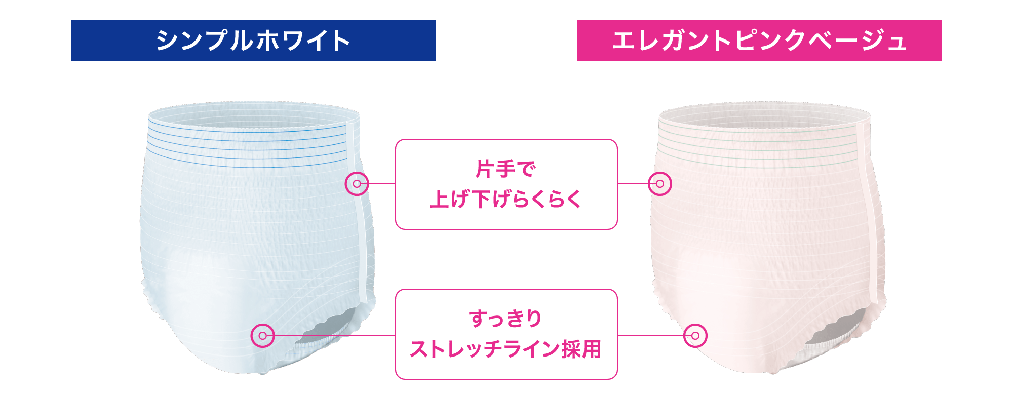 シンプルホワイト エレガントピンクベージュ