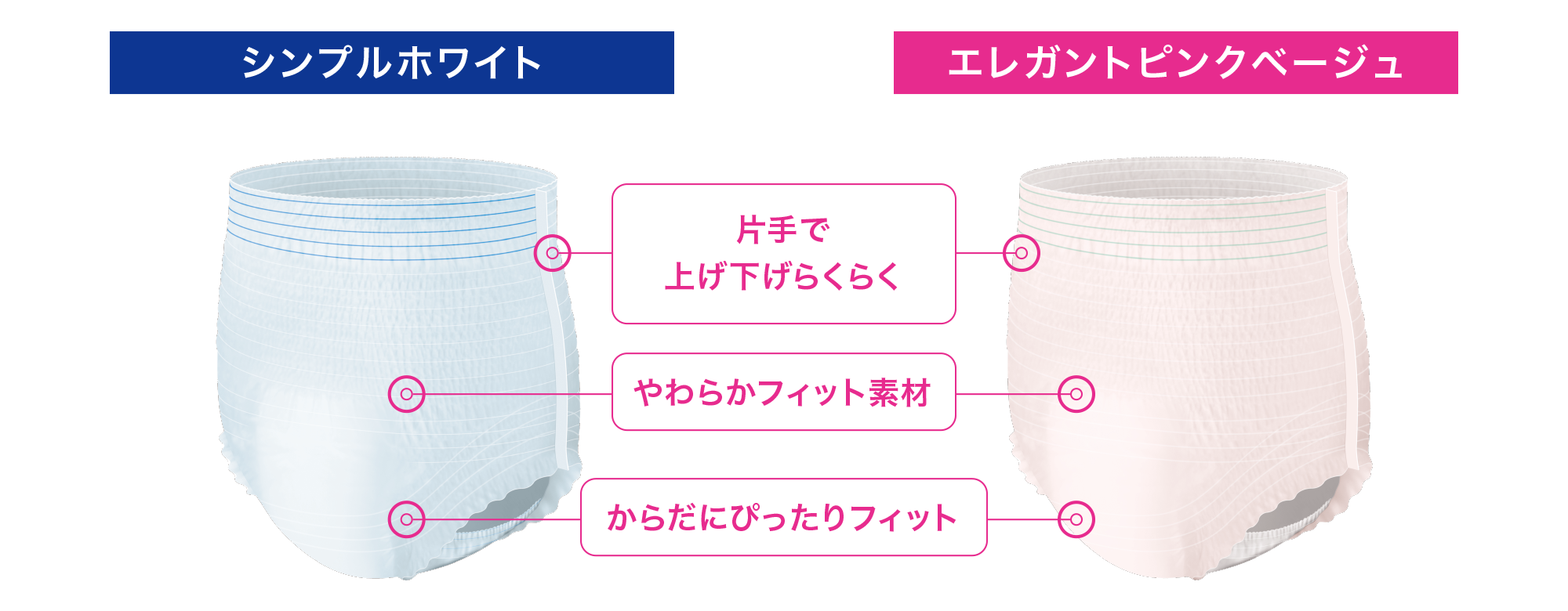 シンプルホワイト エレガントピンクベージュ
