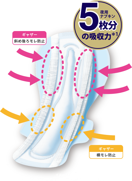 夜用ナプキンの5枚分の吸収力