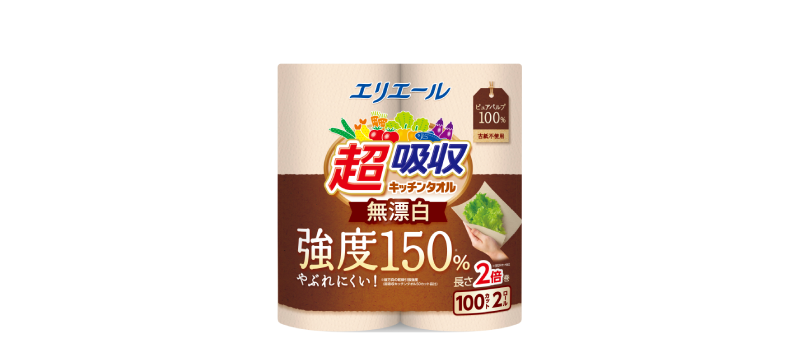 エリエール 超吸収キッチンタオル 無漂白（100カット)