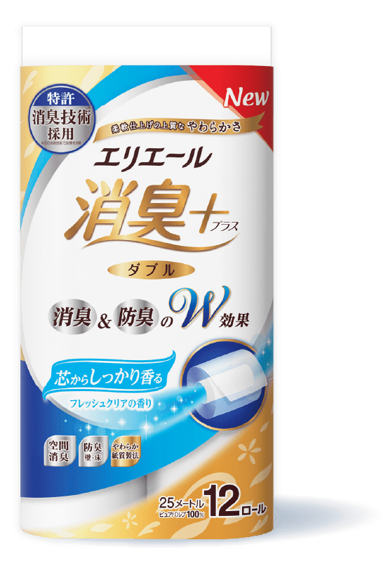 エリエール 消臭+(プラス)トイレットティシュー 芯からしっかり香るフレッシュクリアの香り
