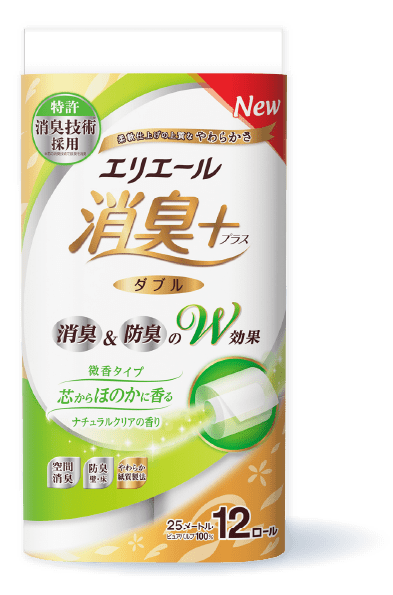 エリエール 消臭+(プラス)トイレットティシュー 芯からほのかに香るナチュラルクリアの香り