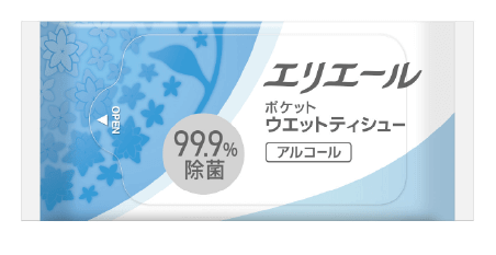 エリエール ポケットウエットティシュー 除菌アルコールタイプ 水色