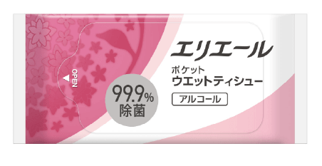 エリエール ポケットウエットティシュー 除菌アルコールタイプ ピンク