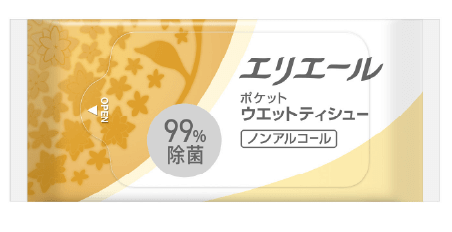 エリエール ポケットウエットティシュー 除菌ノンアルコールタイプ 黄色