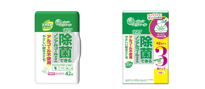 「エリエール 除菌できるノンアルコールタオル」商品