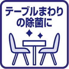 テーブルまわりの除菌に