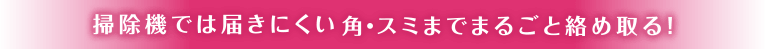 掃除機では届きにくい角・スミまでまるごと絡め取る！