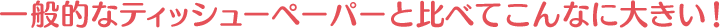 一般的なティシューペーパーと比べてこんなに大きい！