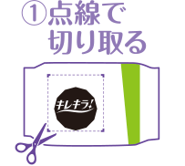 1 点線で切り取る