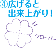 4 広げると出来上がり！ クローバー