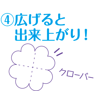 4 広げると出来上がり！ クローバー