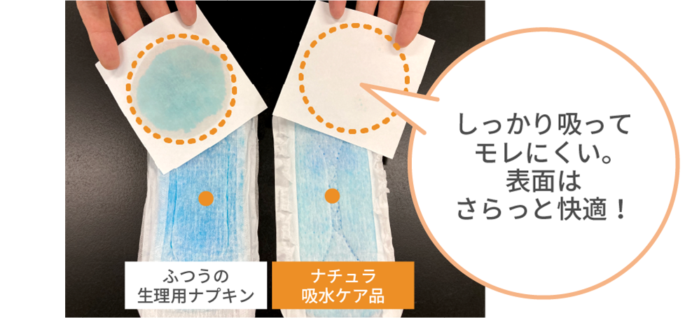 しっかり吸ってモレにくい。表面っはさらっと快適！