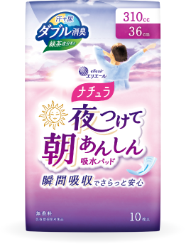 【NEW】ナチュラ 夜つけて朝あんしん吸水パッド 310cc 36cm